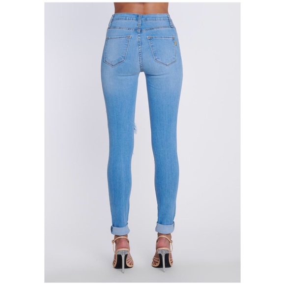 Distressed Tencel High Waist Skinny Jeans - Picture 6 of 7